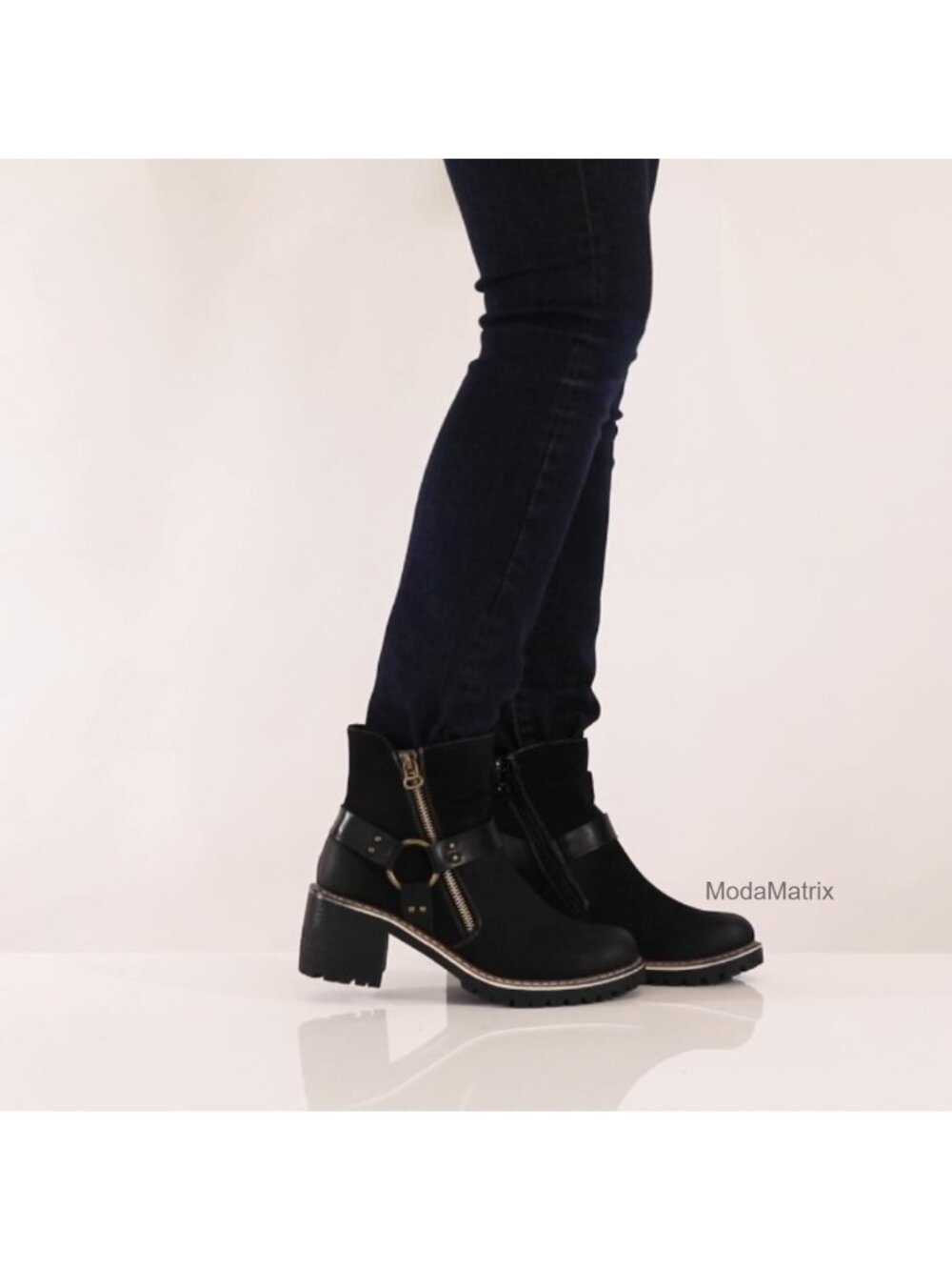 Vegan Faux Leather Ankle Booties Zip Closure Faux Fur Insole Womens Boots - Picture 6 of 6